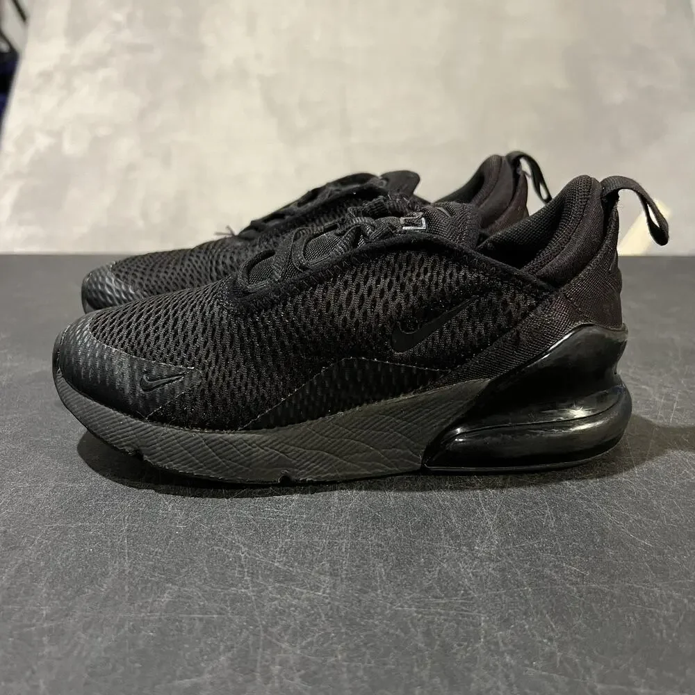 Nike Air Max 270 Shoes Youth Size 1Y Black Triple Black Mesh Sneakers AO2372-006